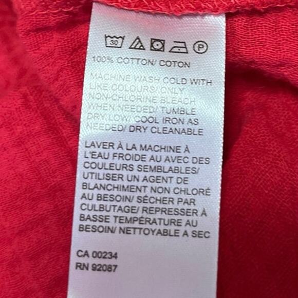 Saks Fifth Avenue Women's Red Long Sleeve Belted Button Down Mini Shirt Dress S - Picture 5 of 5